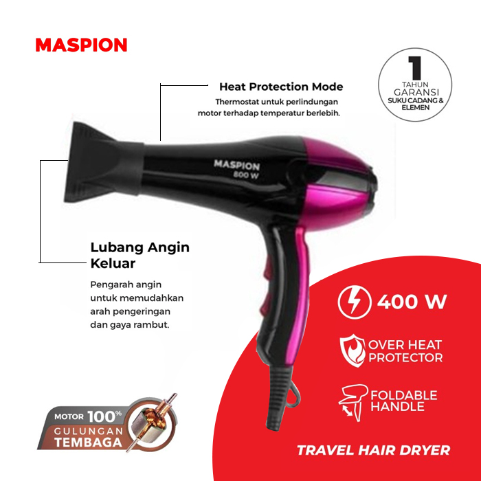 Maspion Hair Dryer 400 Watt - MHD201BP